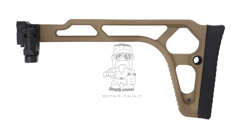 Folding Stock 1913 Weaver - Picatinny Aluminum Tan Folding Calcio Pieghevole Slitta 1913 by BATTLEAXE