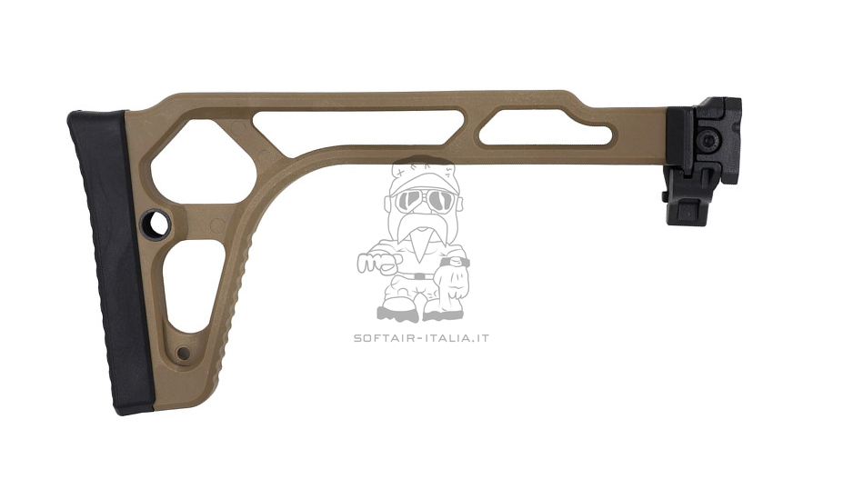 Folding Stock 1913 Weaver - Picatinny Aluminum Tan Folding Calcio Pieghevole Slitta 1913 by BATTLEAXE
