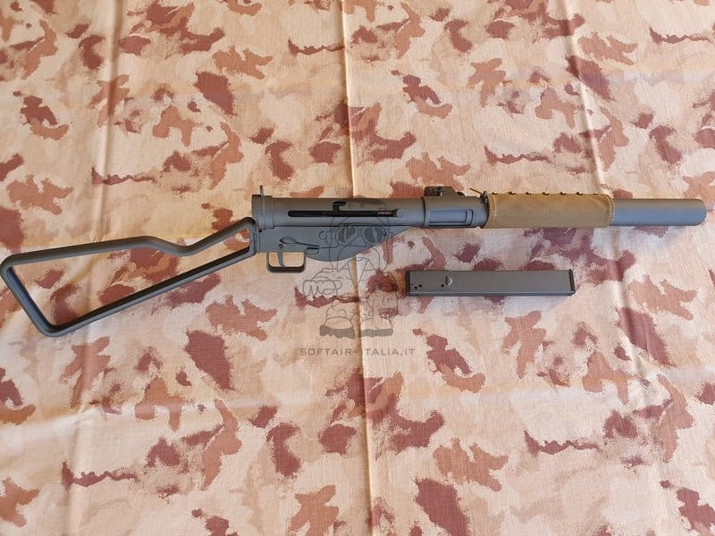 Sten SOE S Mk2 Full Steel Skeleton Loop Stock Built In Tracer Unit Muzzle Flash Effect Grey Version AEG by AGM