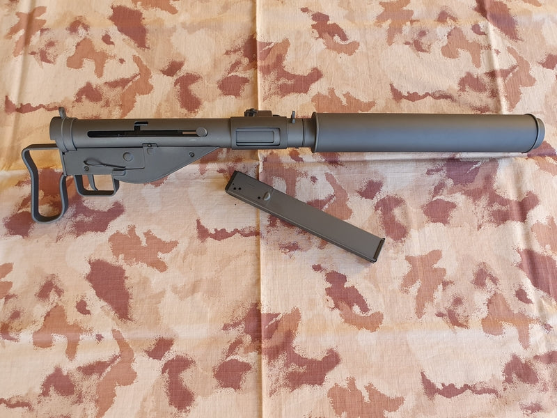 Sten Commando SOE MK2 Pistol Grip Full Steel Built In Tracer Unit Muzzle Flash Effect Grey Version AEG by AGM