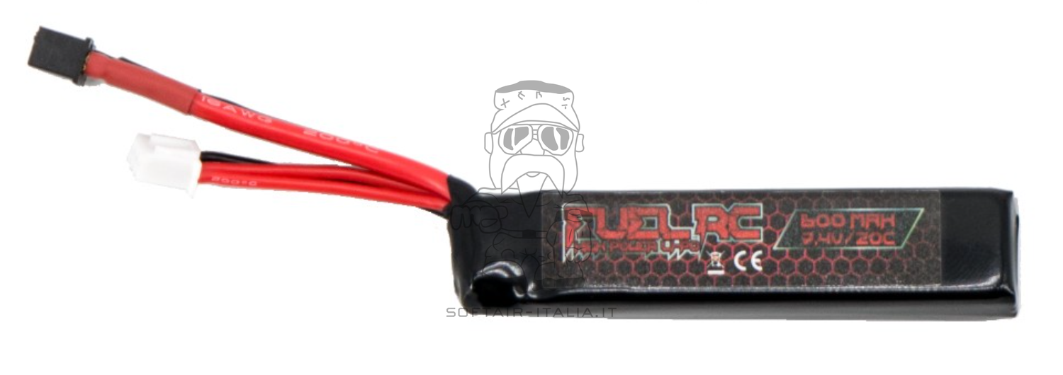 AEP Li-Po Battery Batteria per Pistole Elettriche Softair 7,4v 600mAh 20C Mini T-Deans by Fuel RC