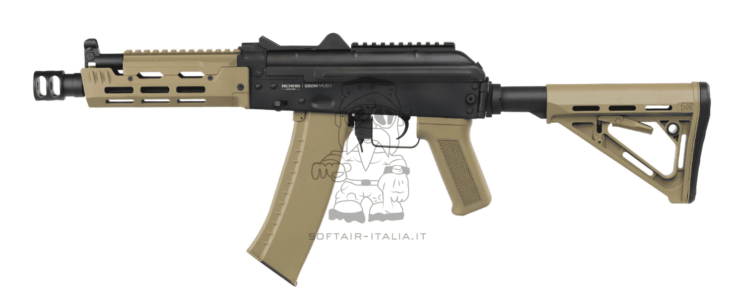 AK74u Grom MOD.1 ETU V3 Folding Stock Tan Dual Color AEG by Rossi Airsoft