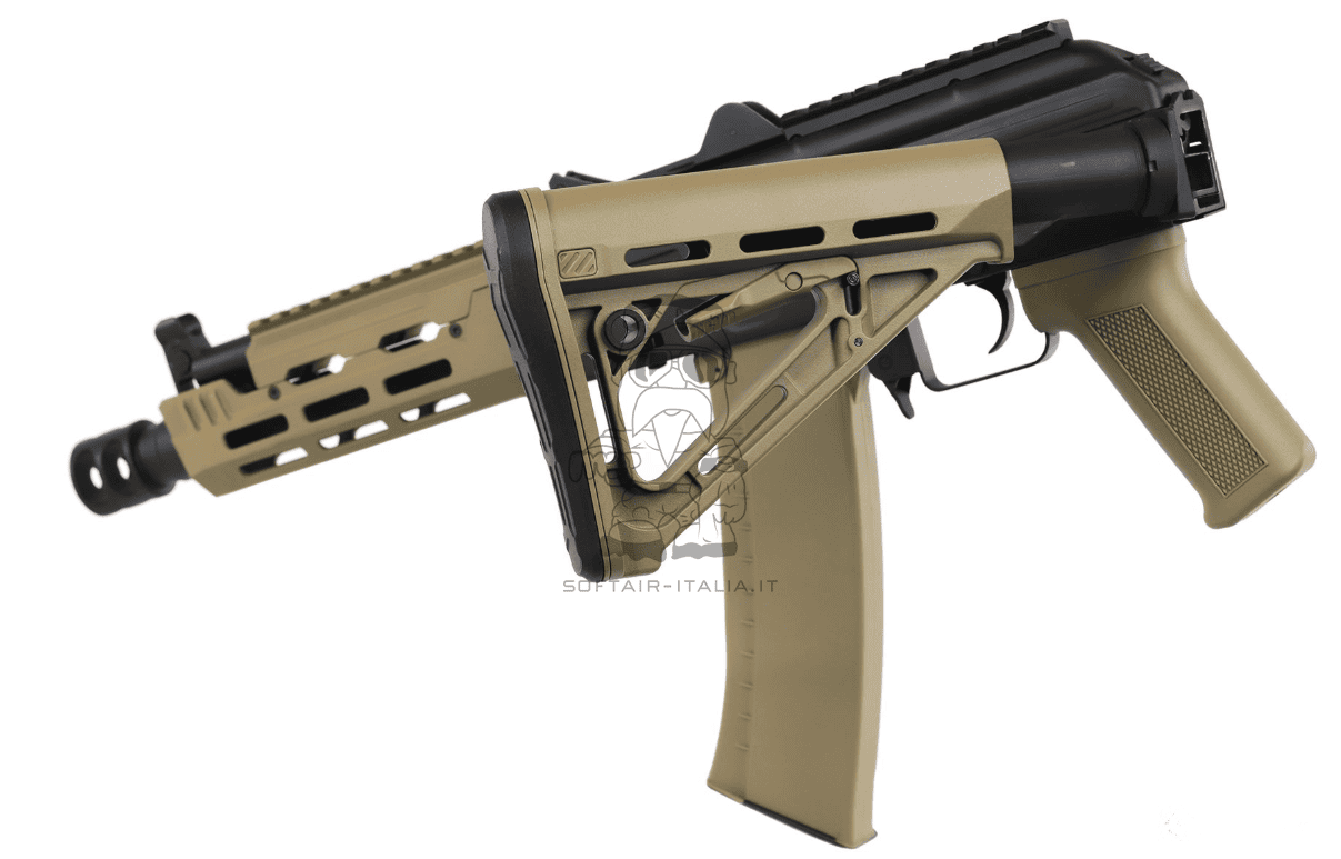 AK74u Grom MOD.1 ETU V3 Folding Stock Tan Dual Color AEG by Rossi Airsoft