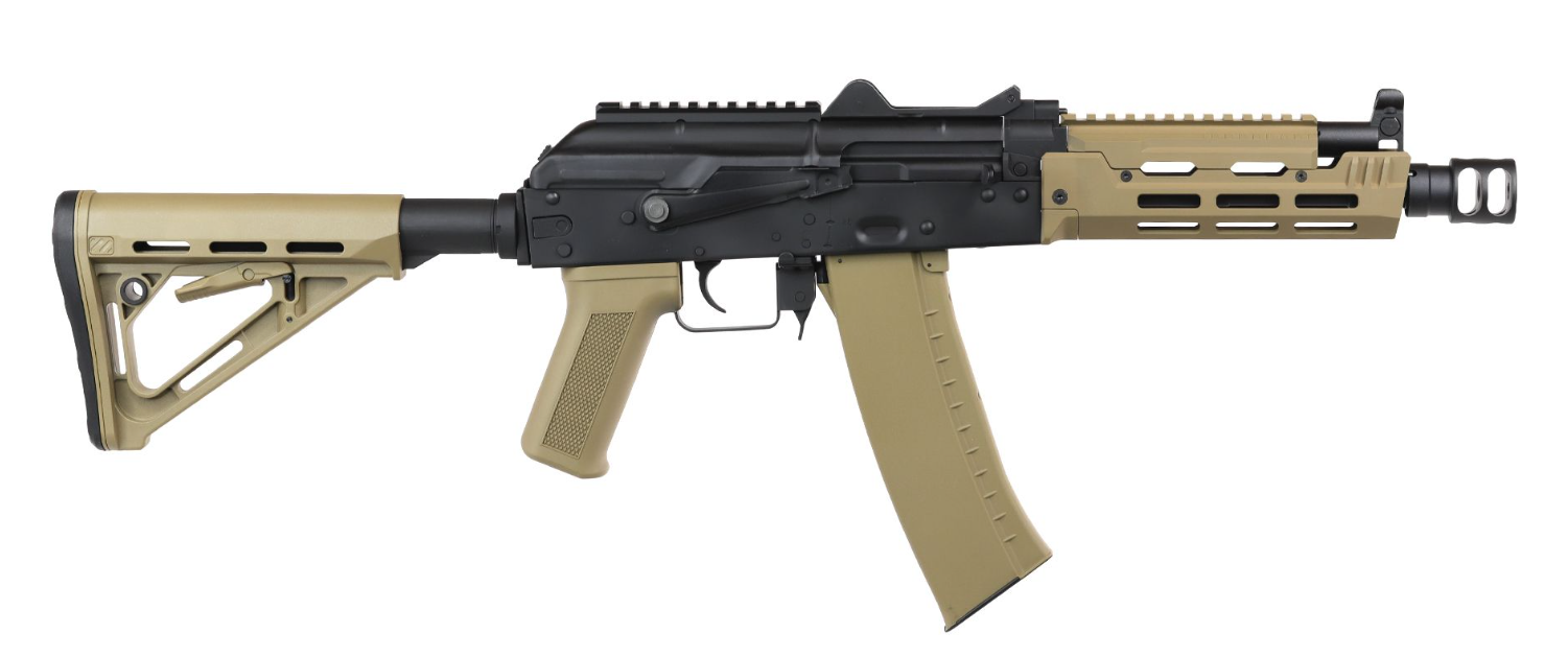 AK74u Grom MOD.1 ETU V3 Folding Stock Tan Dual Color AEG by Rossi Airsoft