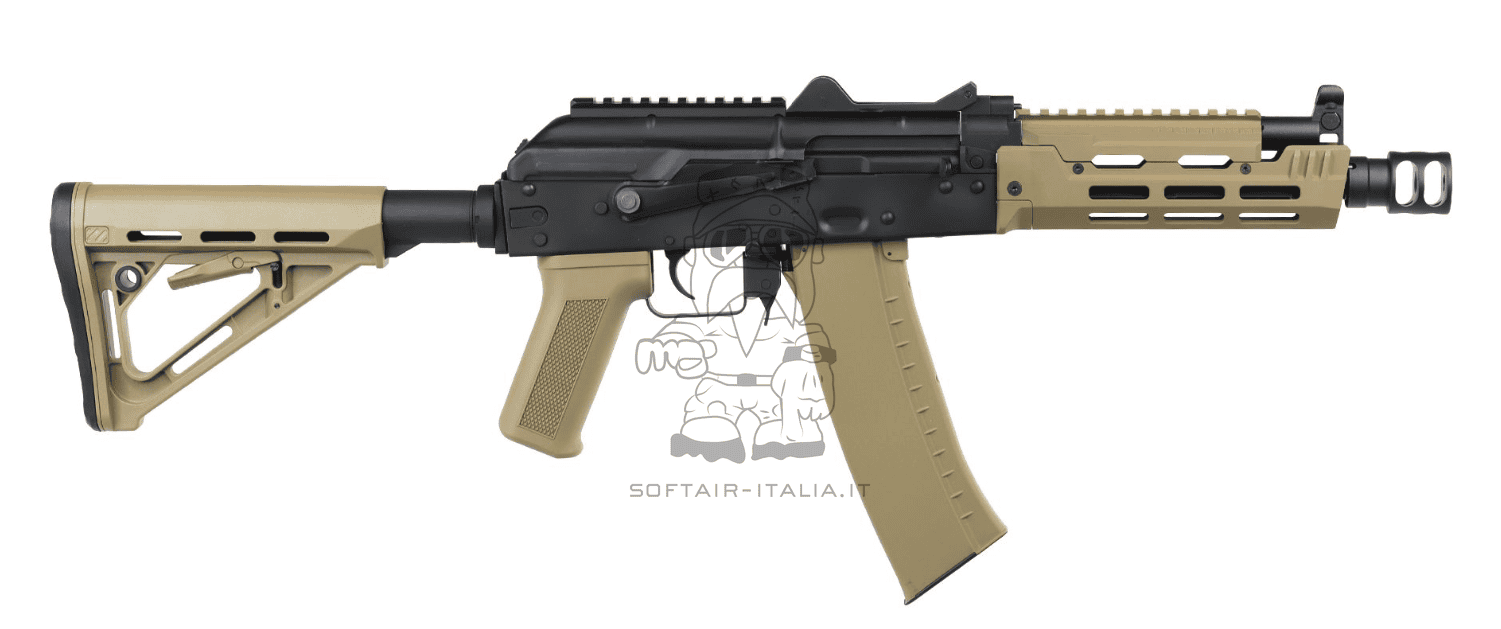 AK74u Grom MOD.1 ETU V3 Folding Stock Tan Dual Color AEG by Rossi Airsoft