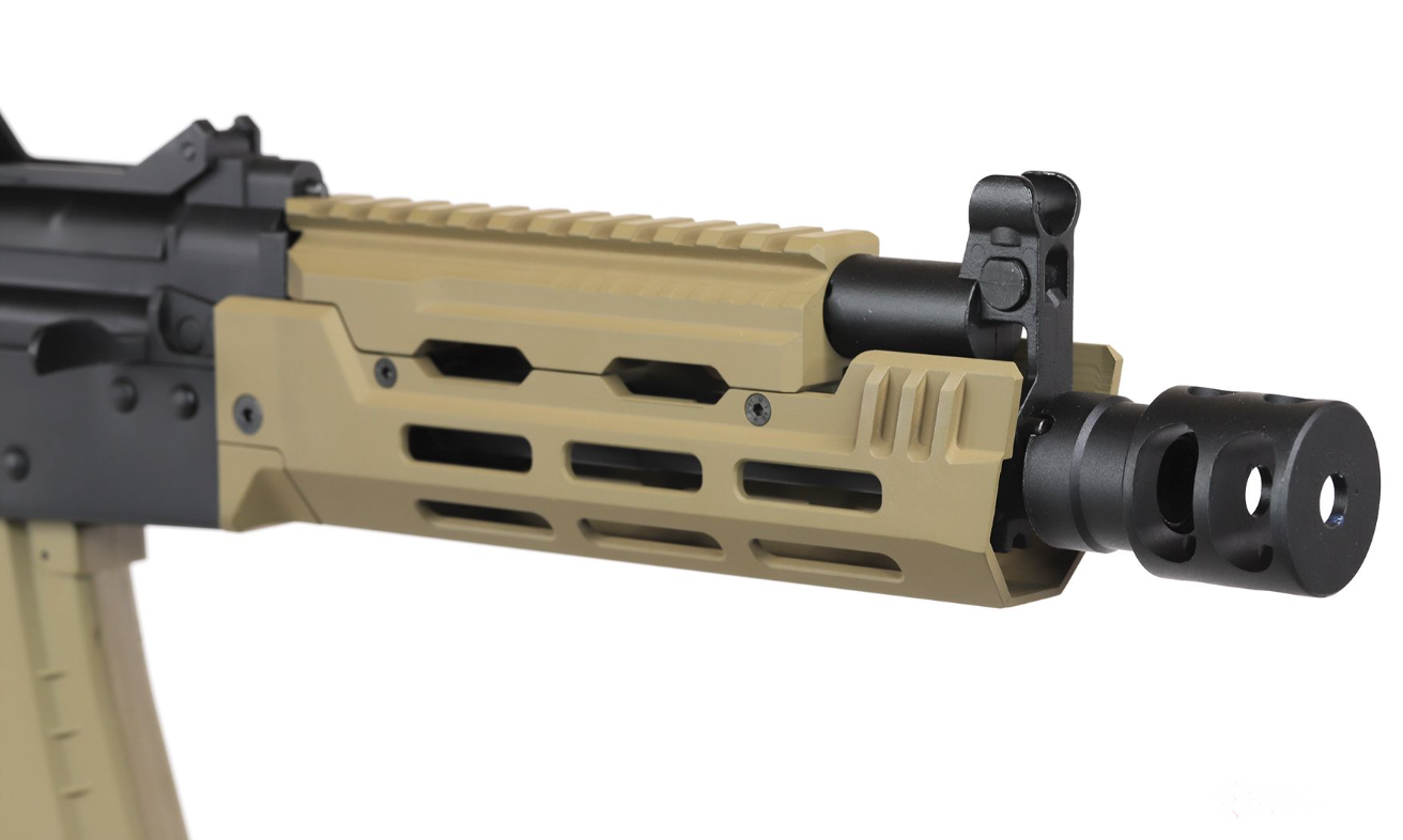 AK74u Grom MOD.1 ETU V3 Folding Stock Tan Dual Color AEG by Rossi Airsoft