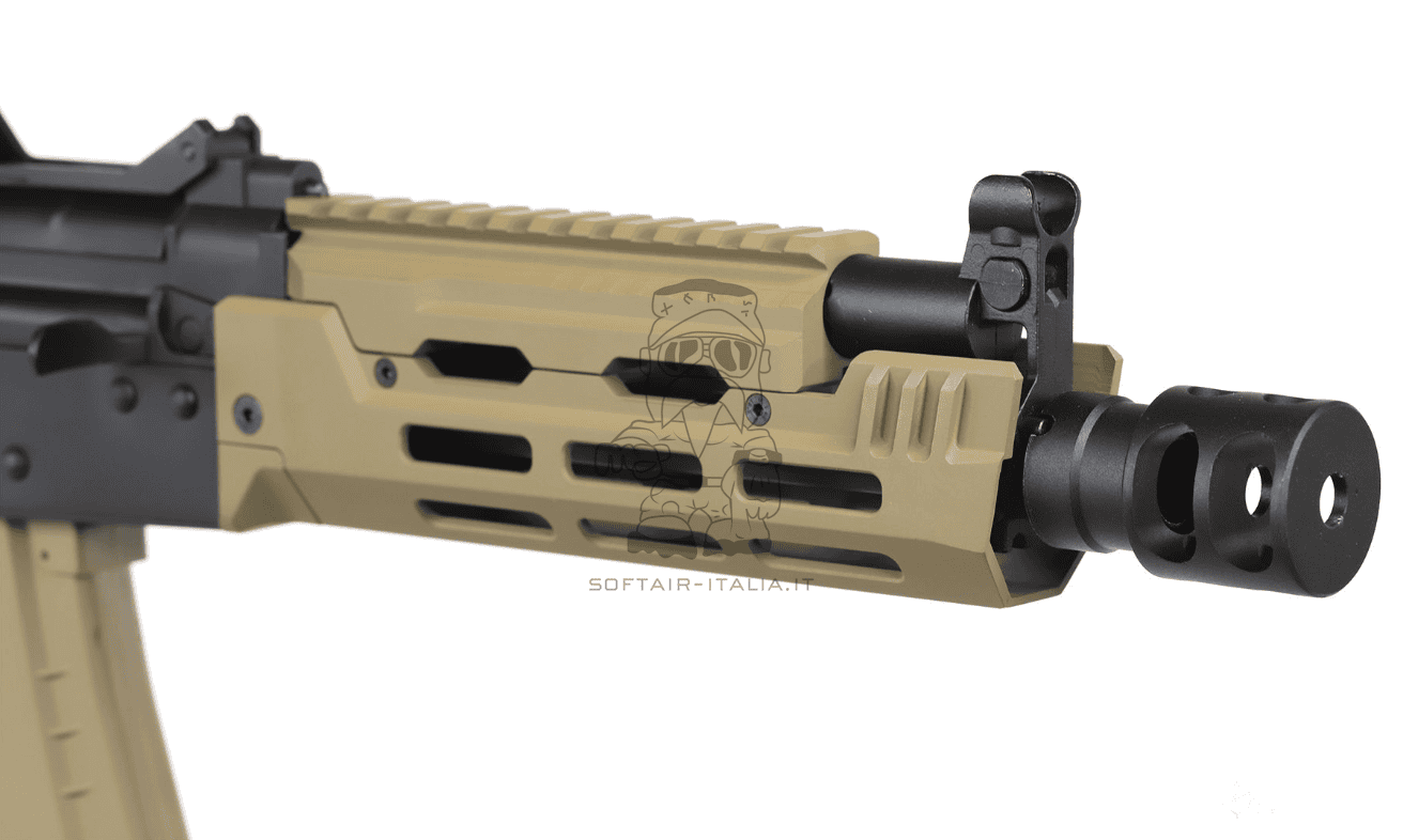 AK74u Grom MOD.1 ETU V3 Folding Stock Tan Dual Color AEG by Rossi Airsoft