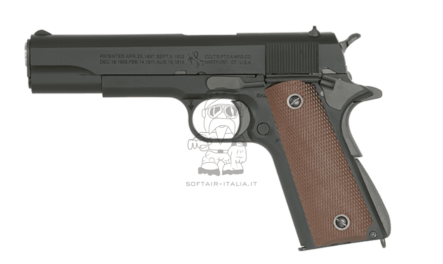 Army Armament Colt M1911 A1 Scritte e Loghi Originali Full Metal Official Colt Licensing & Markings GBB Gas Blow Back Airsoft Pistol by T8 - EGM - Army Armament