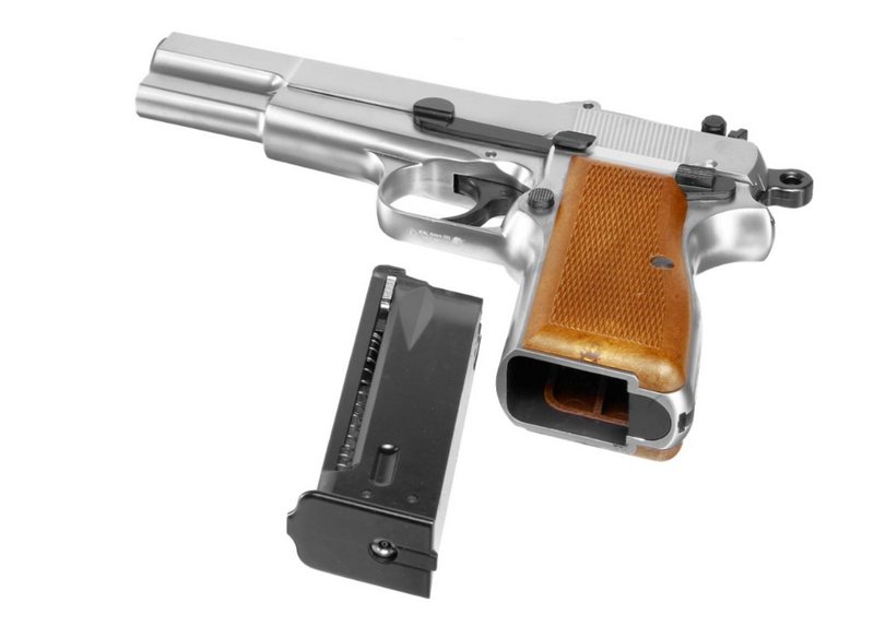 Browning HP High Power M1935 Full Metal Chrome-Silver with Stock Version by WE