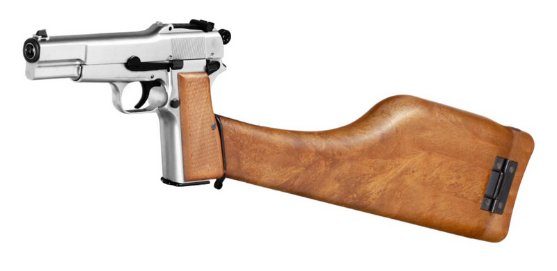 Browning HP High Power M1935 Full Metal Chrome-Silver with Stock Version by WE