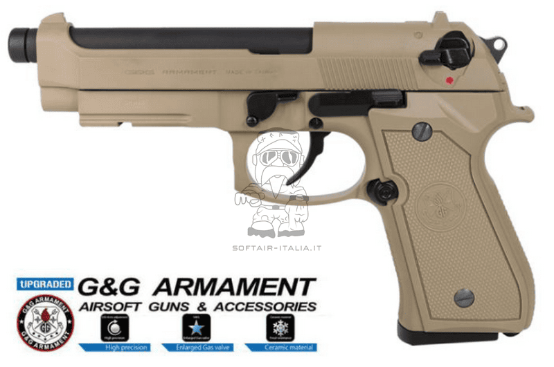 G&G GPM92 GP2 DST Desert Tan EVO M96A1 Type GBB Gas Blow Back Pistol by G&G Armament®
