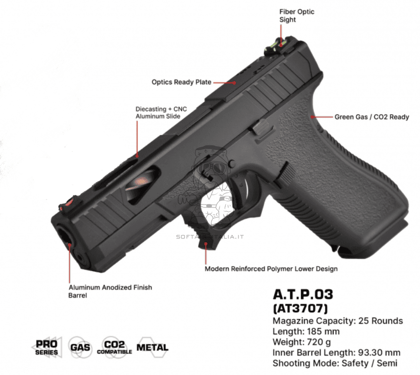 Golden Eagle RMR Ready ATP 03 Metal Slide GBB Gas Blow Back Airsoft Pistol by Golden Eagle