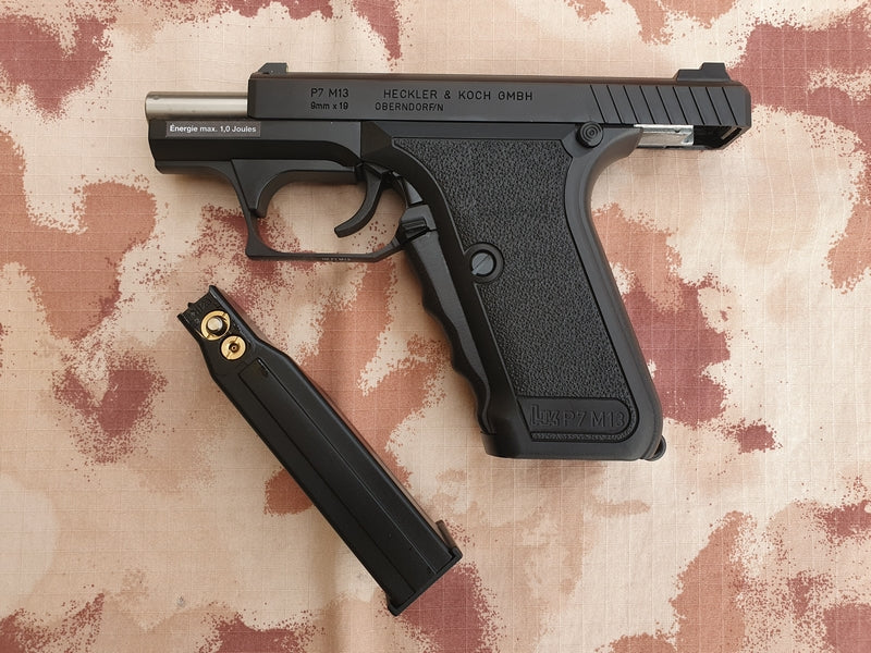 H&K HK P7 M13 9mm x 19 Full Metal GBB Gas BlowBack Airsoft Pistol by Umarex