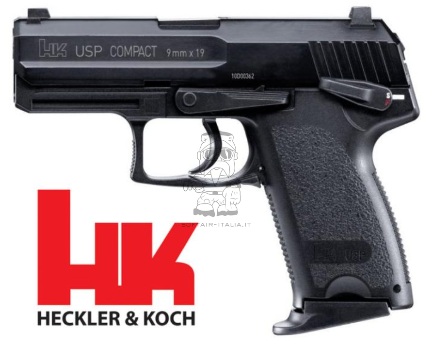 Heckler & Koch HK USP Compact 9mmx19 Metal Slide GBB Airsoft Pistol by KWA - Umarex