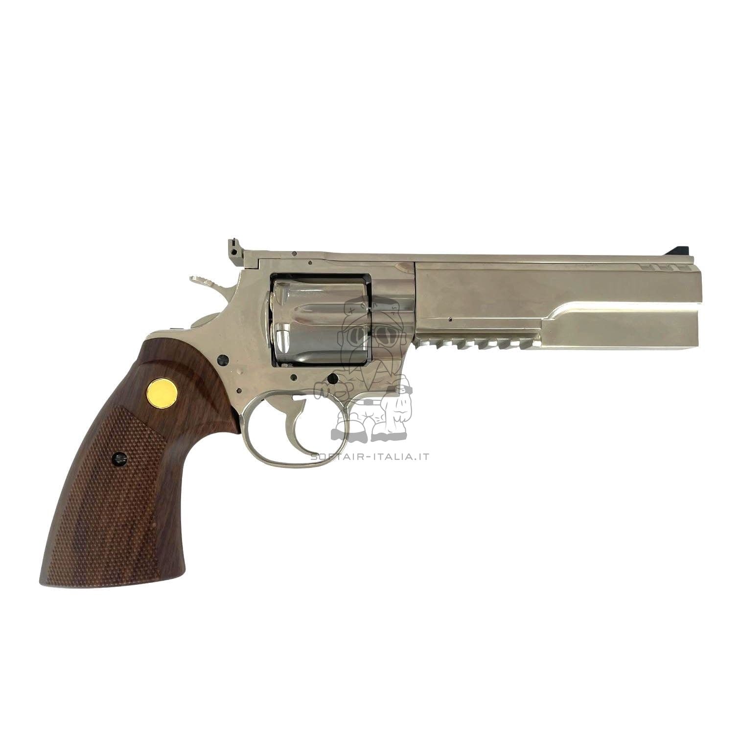 King Arms Python 357 Evil V2 Silver - Chrome Full Metal Gas Airsoft Pistol by King Arms