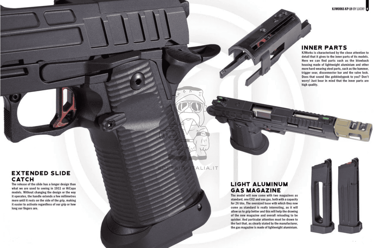 Kjw Hi-Capa KP-19 Optics Ready RMR GBB Gas Blow Back Airsoft Pistol by Kjw