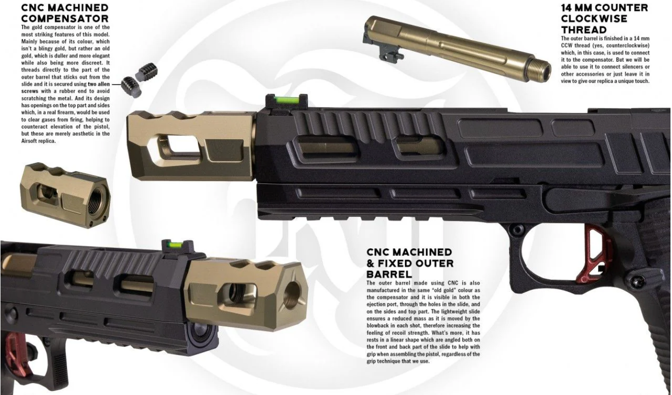 Kjw Hi-Capa KP-19 Optics Ready RMR GBB Gas Blow Back Airsoft Pistol by Kjw