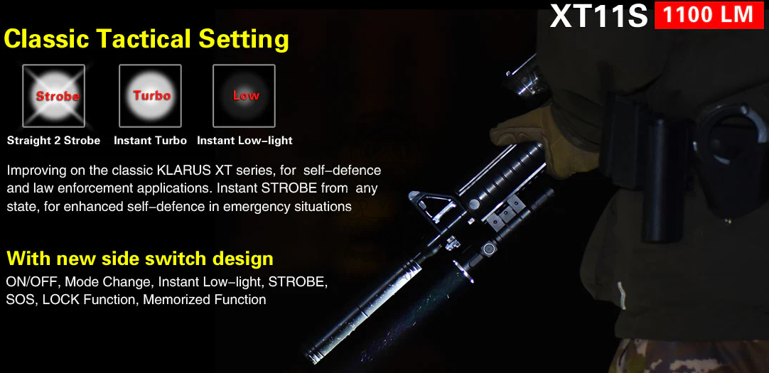 Klarus XT11S Gen. 4 CREE XP-L HI V3 LED 1100L Torch Torcia by Klarus