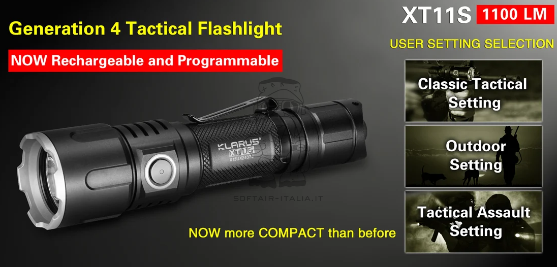 Klarus XT11S Gen. 4 CREE XP-L HI V3 LED 1100L Torch Torcia by Klarus