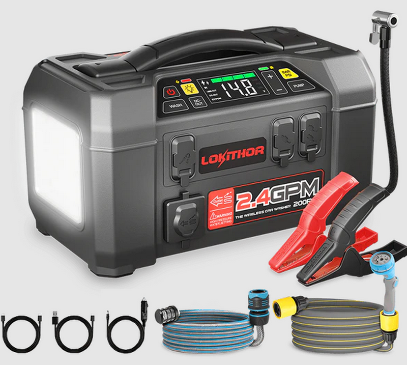 LOKITHOR AW401 Jump Starter 5W1 with Pressure Washer Air Compressor 2500Amp by LOKITHOR