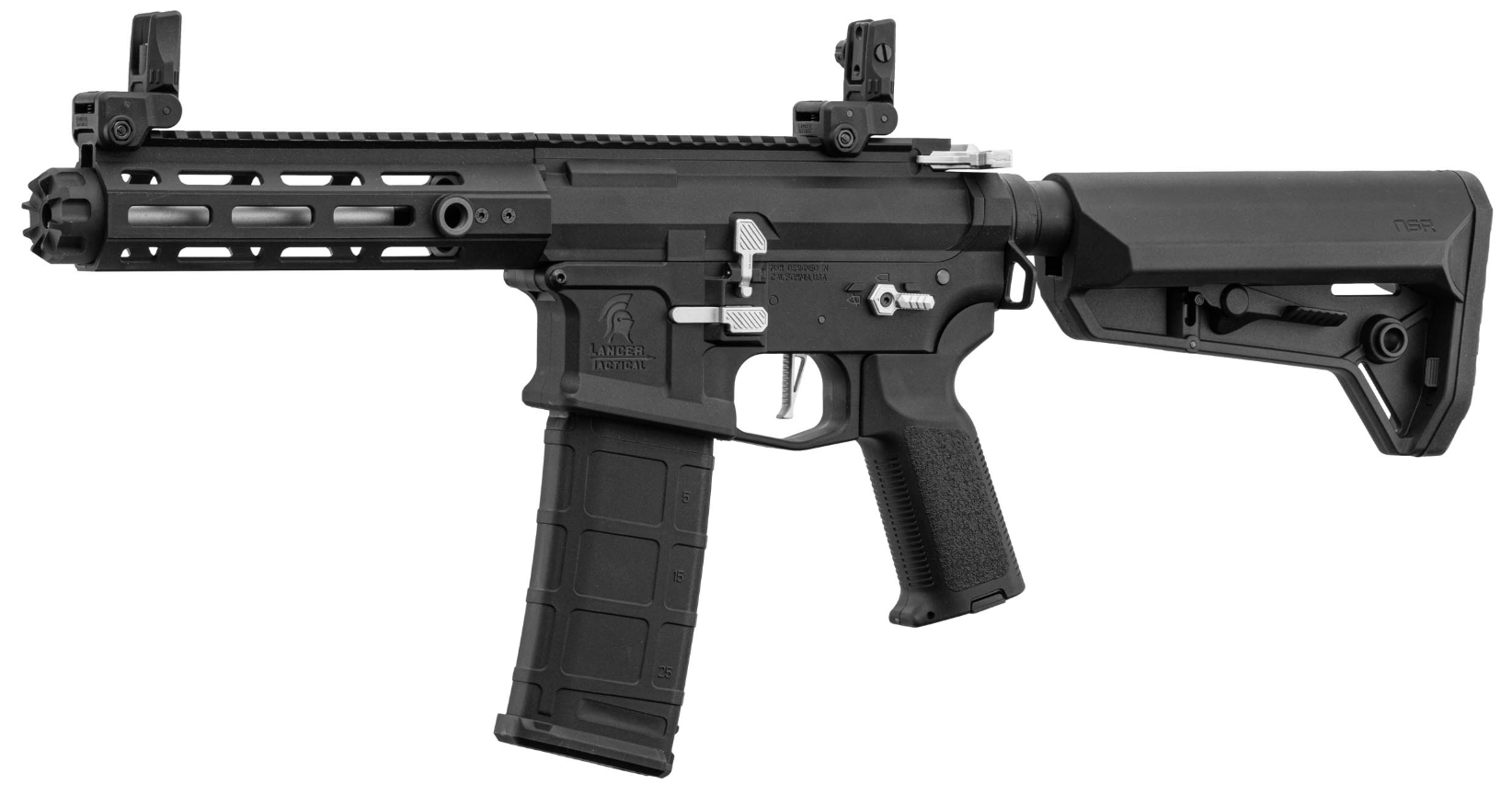 Lancer Tactical LT-32 Hellion 7" NSR BS Black/Silver Inserts AEG w. Battery & Charger by Lancer Tactical