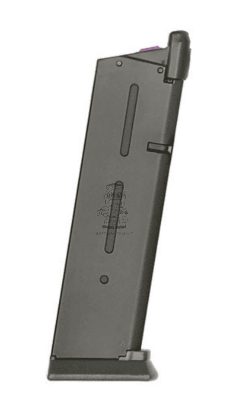 M45A1 Colt Licensed Full Metal GBB Gas Blow Back Airsoft Pistol Scritte e Loghi Originali 25bb Gas Magazine by 8mm Pro Shop - Army Armament