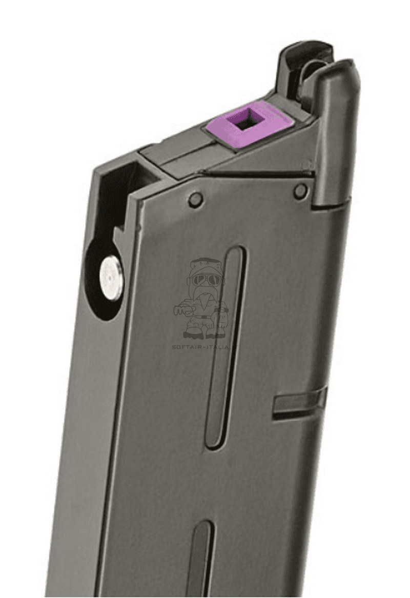 M45A1 Colt Licensed Full Metal GBB Gas Blow Back Airsoft Pistol Scritte e Loghi Originali 25bb Gas Magazine by 8mm Pro Shop - Army Armament