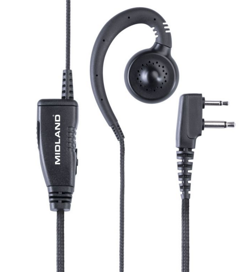 PTT MA29 Microfono Auricolare Midland Type 2 Pin C1672 Secure TX by Midland®