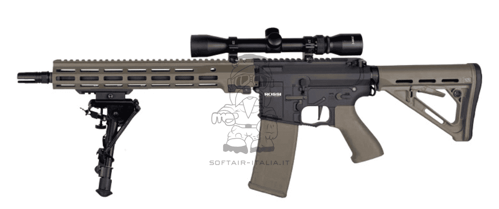 Rossi M4 Sentinel DMR Sniper Upsilon 12" ETU Custom AEG Dual Color Tan - Black by Rossi Airsoft