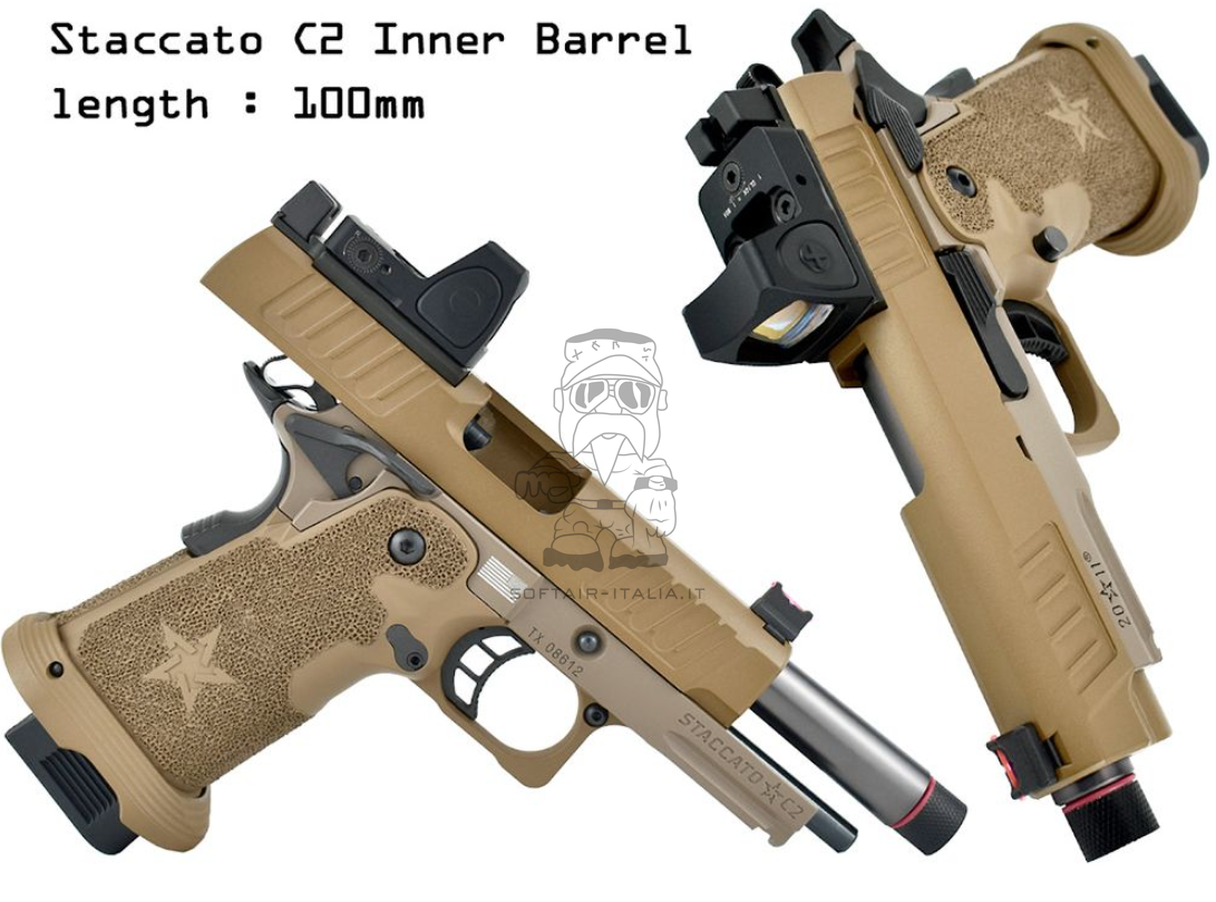 STACCATO Emg Army Armament C2 2011 SOC 6mm Pro Shop GBB FDE Airsoft Pistol Stippling Grip by Army Armament