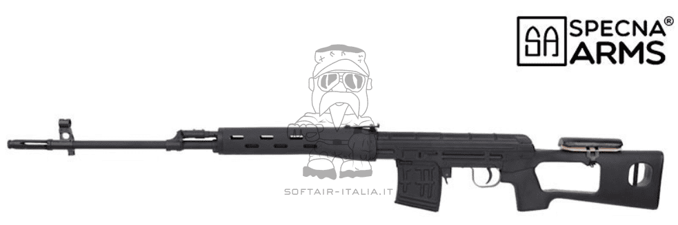 SVD - Dragunov Sniper Full Wood & Metal Spring Bolt Action Rifle Black Polymer Version by AGM - Specna Arms