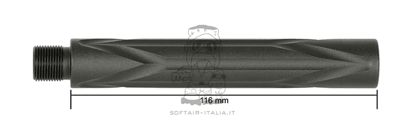 Slong Airsoft Outer Barrel Extension Angled CCW 14 x 116mm by Slong Airsoft
