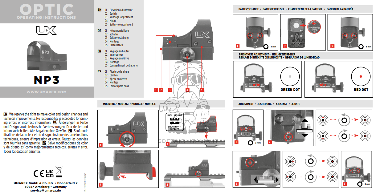 Umarex Red - Green Dot Sight Micro 6 MOA UX NP 3 by Umarex