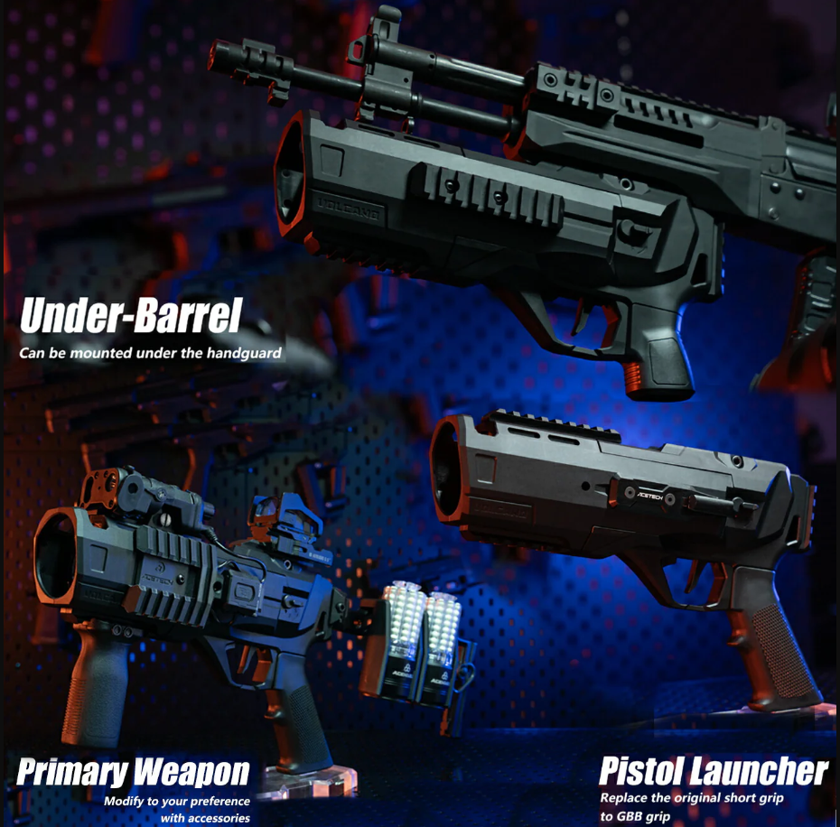 AceTech Volcano Tracer 40mm. Grenade Launcher with RGB Color Flame Effect & Built-In Rechargeable Tracer Unit by AceTech