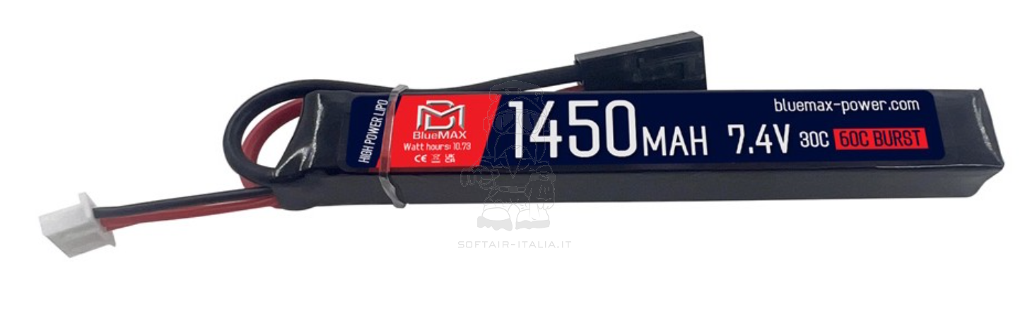 BlueMax-Power® 1450mAh 7,4v 30C 60C Burst Stick Li-Po Battery Batteria Li-Po Stick 116 x 16.5 x 15mm by BlueMax