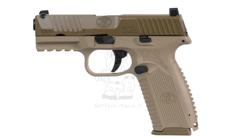 FN 509 Herstal FDE Flat Dark Earth Metal Slide Civilian Co2 Version by Cybergun KWC