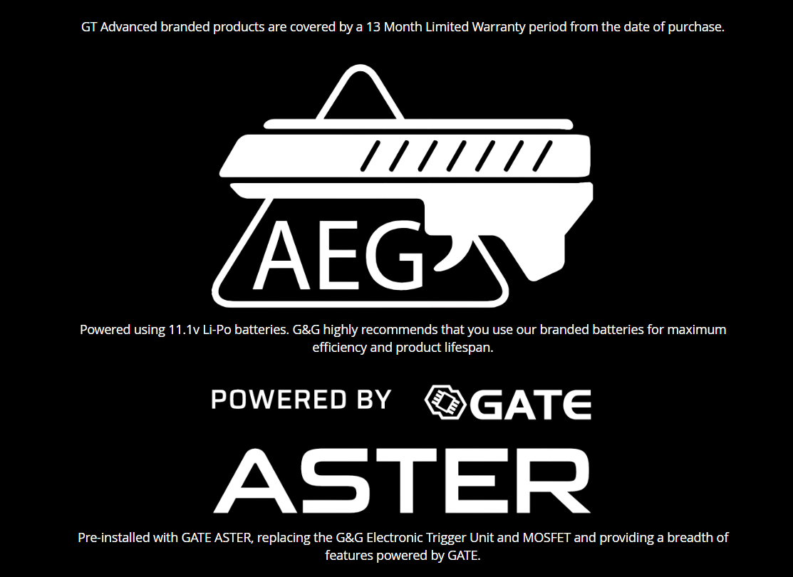 G&G TR16 GMS MK1 9" ETU & GATE Mosfet Aster V2 Se ECU AEG by G&G