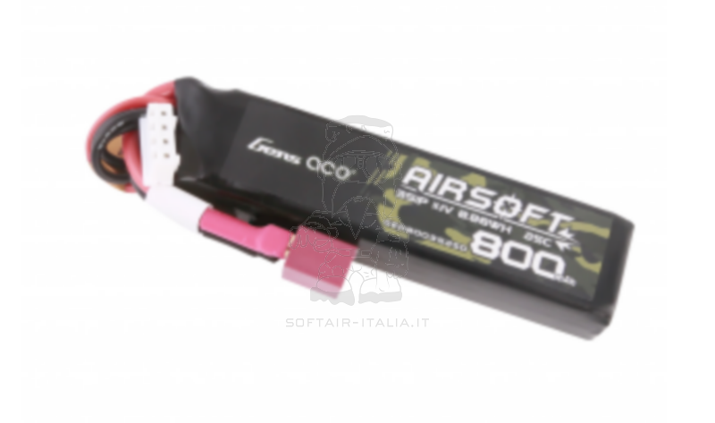 Gens Ace Li-Po Battery Batteria 11.1v 800mAh 25c Mini Stick 197 x 158 x 80 mm. T-Deans Connector by Gens Ace
