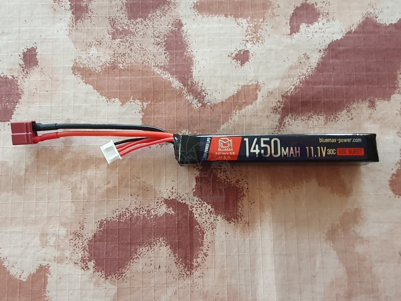 Li-Po Battery Batteria 11,v 1450mAh 30c > 60c Burst Stick Type T.Deans Connector 20 x 16 x 115mm by Bluemax Power