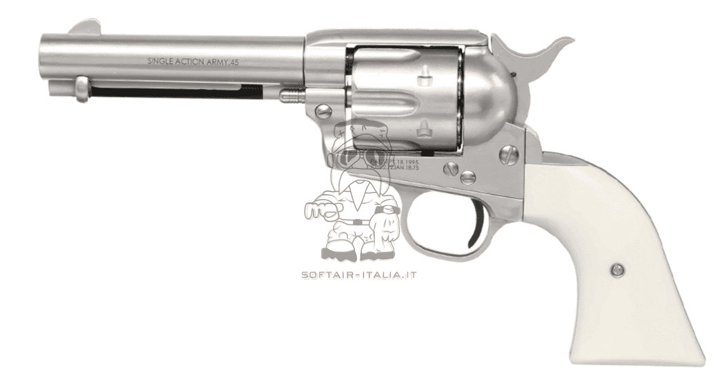 Peacemaker .45 SAA Full Metal Gas Matt Silver - Inox Ivory Grip Panels Version by King Arms
