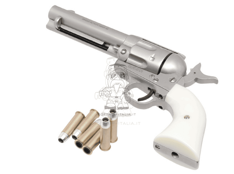 Peacemaker .45 SAA Full Metal Gas Matt Silver - Inox Ivory Grip Panels Version by King Arms
