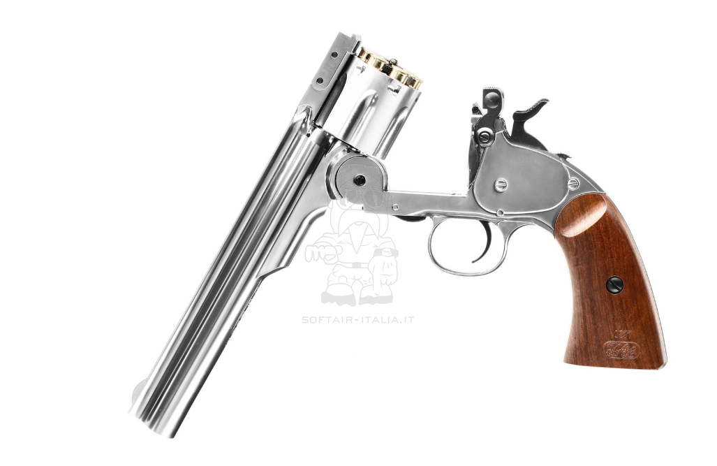 Schofield Co2 1877 Major 3 SF Full Metal Chrome - Silver Version Airsoft Revolver by Gun Heaven