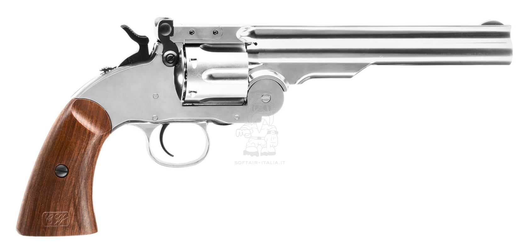 Schofield Co2 1877 Major 3 SF Full Metal Chrome - Silver Version Airsoft Revolver by Gun Heaven