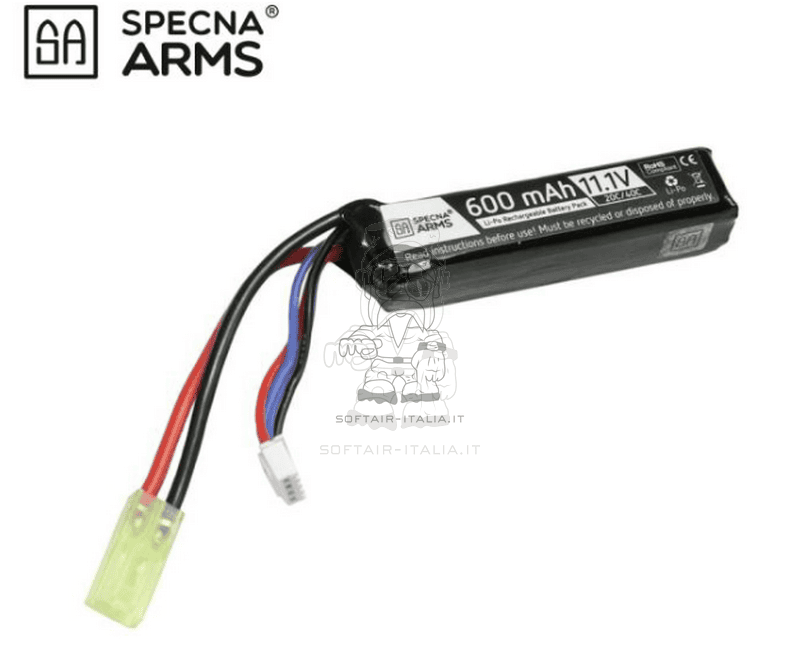 Specna Arms Li-Po Battery Batteria 11.1v 600mAh 20-40C 75 x 12 x 17mm by Specna Arms