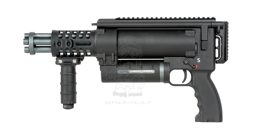Vulcan Rotary Pistol Size Mini Gun Retractable Stock Gatling Type AEG by Well