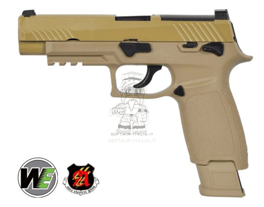 WE P320 Sig Sauer Type Replica No Logo F17 - M17 Metal Slide Tan Dark Earth GBB Gas Blow Back Airsoft Pistol by WE Asia Electric Gun