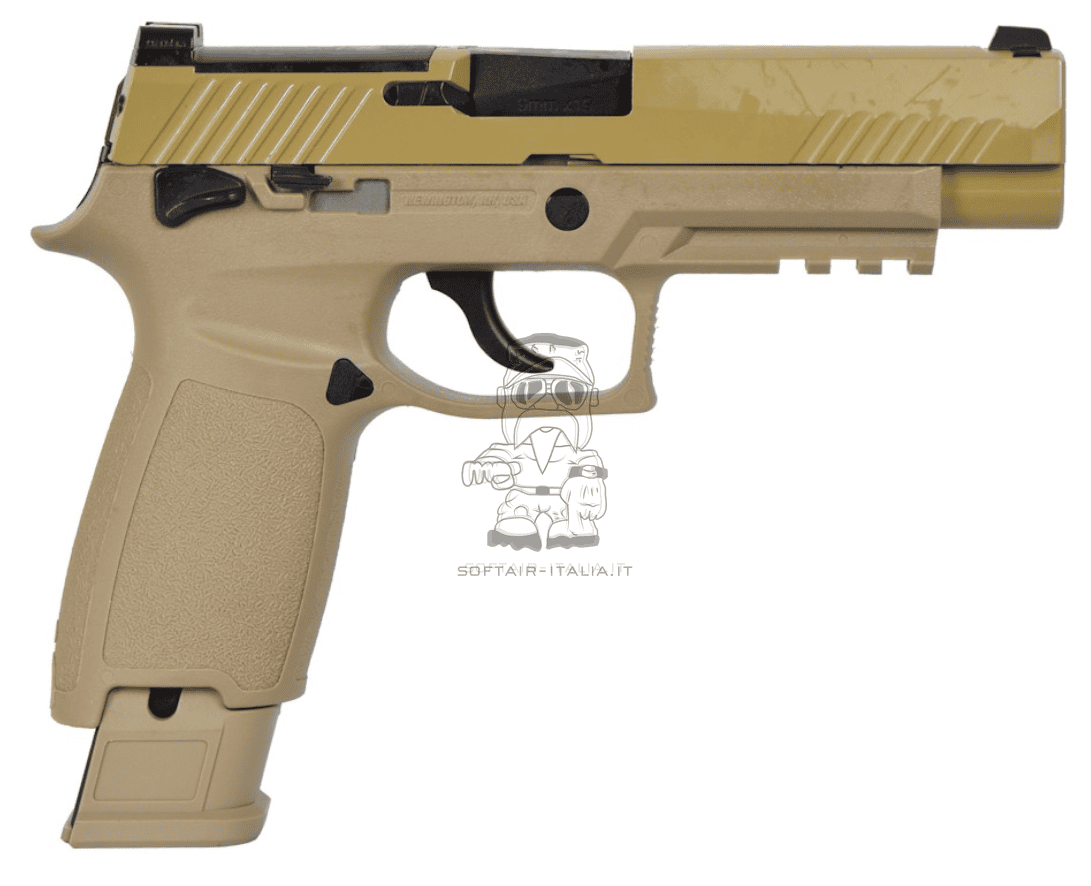 WE P320 Sig Sauer Type Replica No Logo F17 - M17 Metal Slide Tan Dark Earth GBB Gas Blow Back Airsoft Pistol by WE Asia Electric Gun