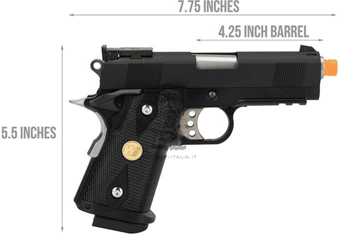 WE Pistola Softair Hi-Capa 3.8 "Baby" Metal Slide GBB Gas Blow Back by WE