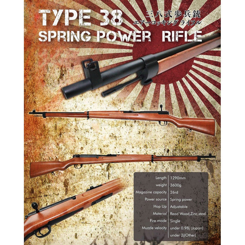 Arisaka Type 38 "Long Version" Spring Bolt Action Rifle Full Wood& Metal by S&T