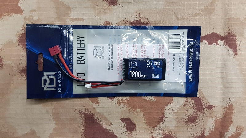BlueMax Li-Po Battery Batteria 7.4V 1200mAh 20C PEQ Deans by BlueMax